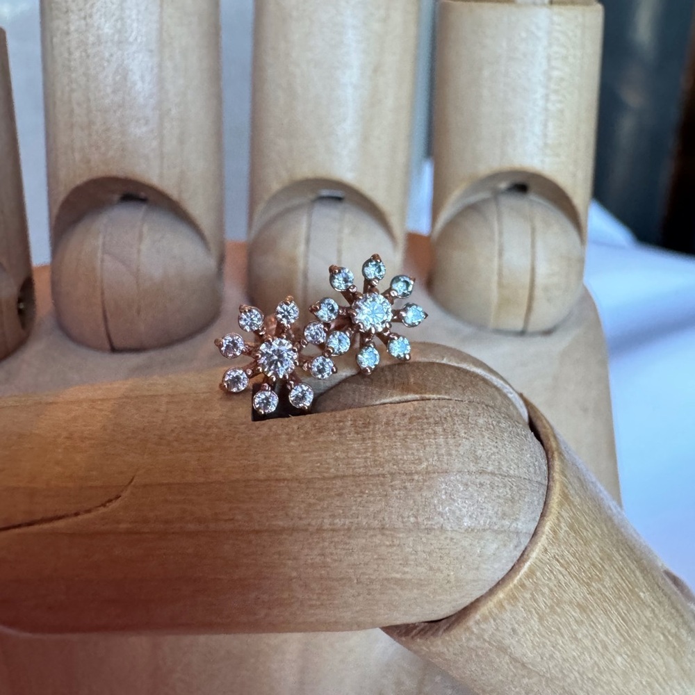 14KRG CZ Cluster Stud Earrings